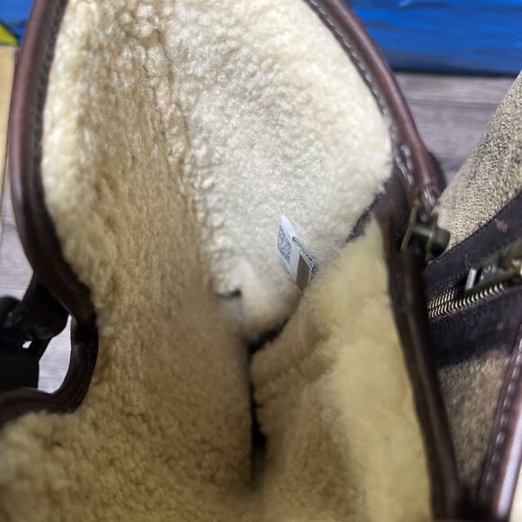 UGG Chancery Shearling Bomber Stout Black Leather Boots Womens Size 10 - Picture 6 of 13